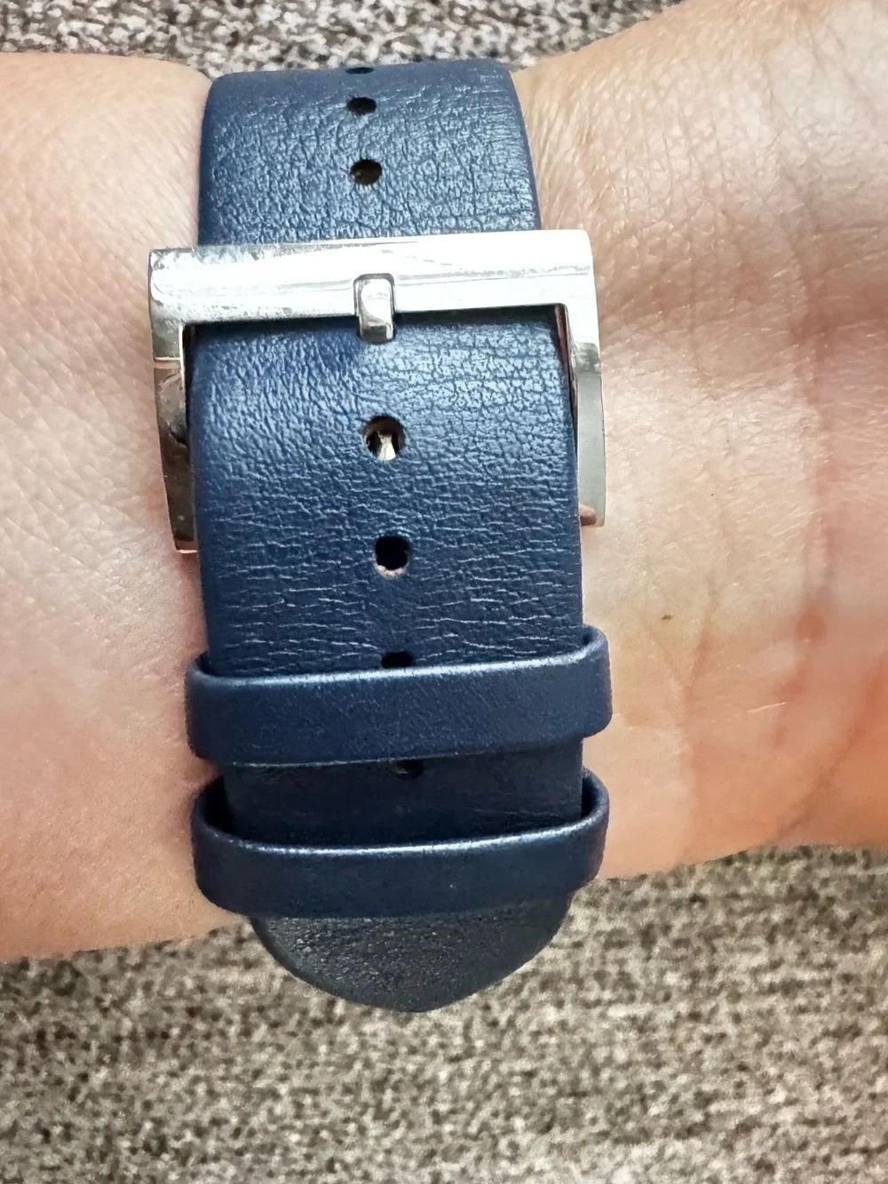 Tory Burch Reva Blue Geometric Dial Watch with Navy Strap